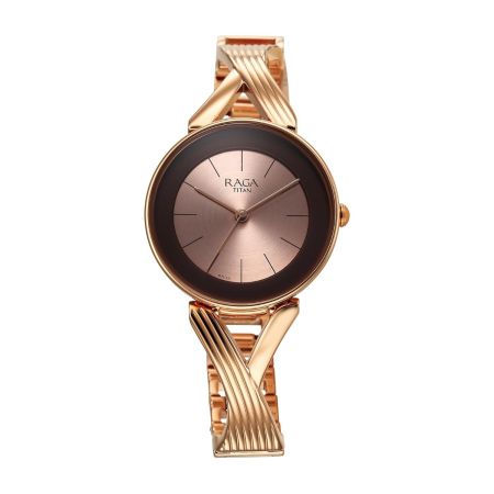 Titan Raga Chic Quartz Analog Rose Gold Dial Metal Strap Watch for Women-2698WM01/NT2698WM01