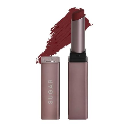 SUGAR Cosmetics Mettle Satin Lipstick | Highly Pigmented & Silky Matte Finish | Creamy Texture | Mango Butter Infused | 2.2 gm - 03 Emma (Reddish Brown)