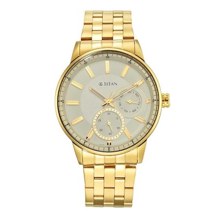 Titan Regalia Opulent White Dial Analog Stainless Steel Strap Watch for Men-NS9441YM02/NT9441YM02