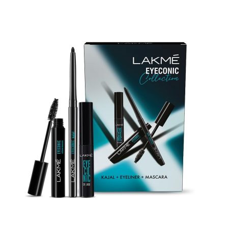 LAKMÉ Eyeconic Collection-Eye Regime Kit (Kajal Pencil, Mascara & Eye Liner), Black, Glossy Finish