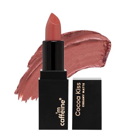 mCaffeine Cocoa Kiss Creamy Matte Lipstick - Rose Martini | Moisturizing & Non Drying, Lightweight & Long Lasting Formula | With Cocoa Butter, Caffeine & Vitamin E | SLS & Paraben Free