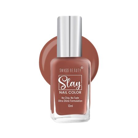 Swiss Beauty Slay Nail Color | Glossy Finish, Long Lasting Nail Paint| Chip resistant, Quick drying Nail Polish | Shade- Rose Wood, 25Ml