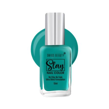 Swiss Beauty Slay Nail Color | Glossy Finish, Long Lasting Nail Paint| Chip resistant, Quick drying Nail Polish | Shade- Sea Deep Blue, 13ml