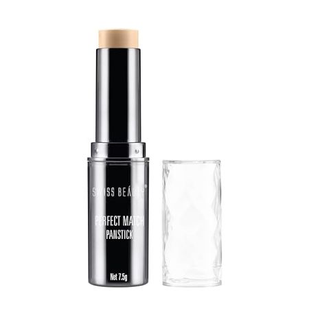 Swiss Beauty Perfect Match Panstick Foundation | Lightweight, Full Coverage Foundation With Natural And Dewy Finish For Face Makeup| Easy To Apply With Hand Stick Applicator | Shade-07, 7.5Gm |