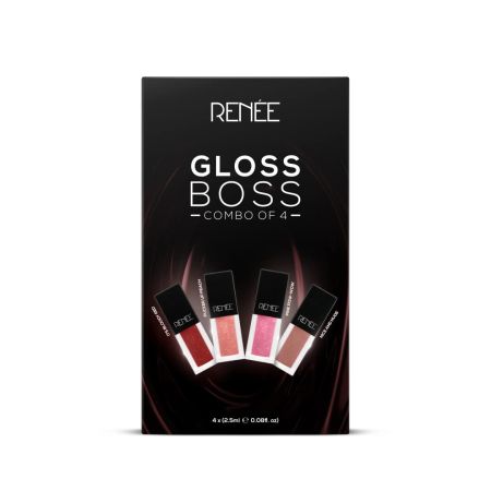 RENEE See Me Shine Lip Gloss Gloss Boss Combo of 4, 2.5ml Each| Glossy, Non-sticky & Non-drying Formula| Long Lasting Moisturizing Effect| Easy to Carry
