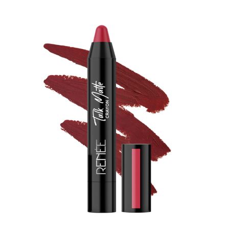 RENEE Talk Matte Crayon Lipstick - Red Shot,4.5g | Hydrating and Long-Lasting Matte Lip Color | Enriched with Vitamin E, Jojoba Oil & Cocoa Butter