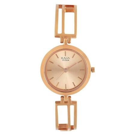 Titan Raga Viva Rose Gold Metal Analog Strap Watch for Women-NS2622WM01