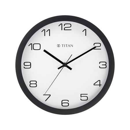 Titan Contemporary Wall Clock with Silent Sweep Technology - 30 Cm X 30 Cm (Medium)(Plastic) - Analog, Silver