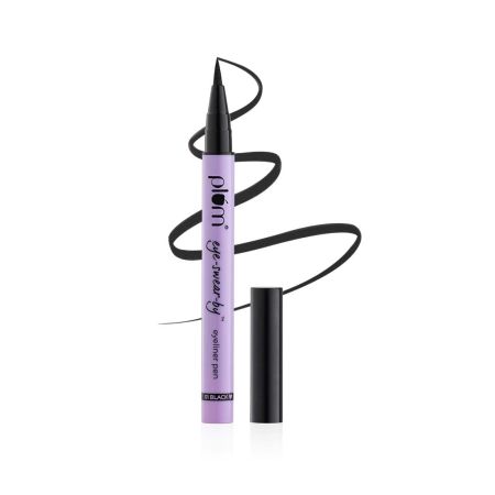 Plum Eye-Swear-By Pencil Eyeliner Pen | Flexible Felt-Tip | Smudge-Proof | 100% Vegan & Cruelty Free | 01 Black, Semi Matte Finish