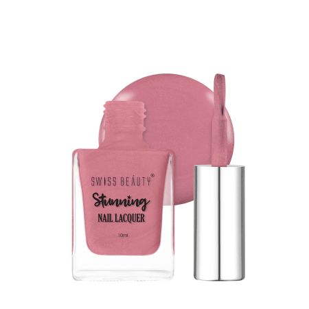 Swiss Beauty Stunning Nail Lacquer | Chip Resistant, Quick drying nail paint | Highly Pigmented with high shine Nail polish | Shade - Sparking Rose, 10gm