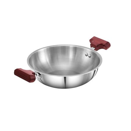 Hawkins 1.5 Litre Deep Fry Pan, Triply Stainless Steel Kadai, Flat Bottom Induction Kadhai, Small Kadai, Silver (SSD15)