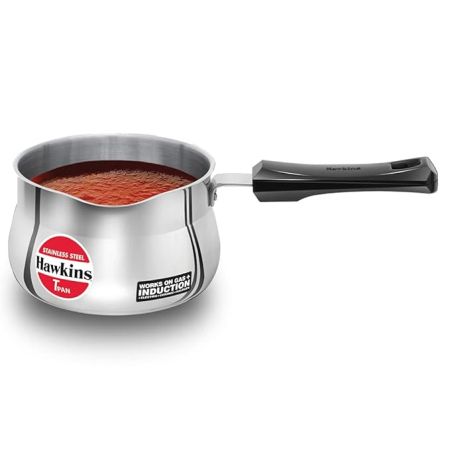 Hawkins 1.5 Litre Tpan, Stainless Steel Tea Pan, Induction Sauce Pan, Chai Pan, Saucepan, Silver (SST15)