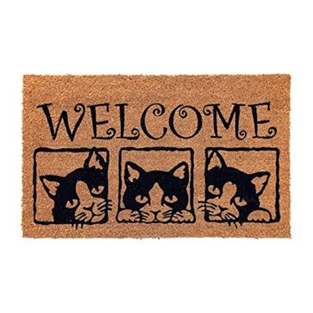 Onlymat Welcome Printed Anti-Slip Rectangular Doormat Entryway Rug Natural Coir Material with PVC Backing for Outdoor Entrance Home Multipurpose Mats Floor Door Hall Drawing Room Living Room (75cm x 45cm)