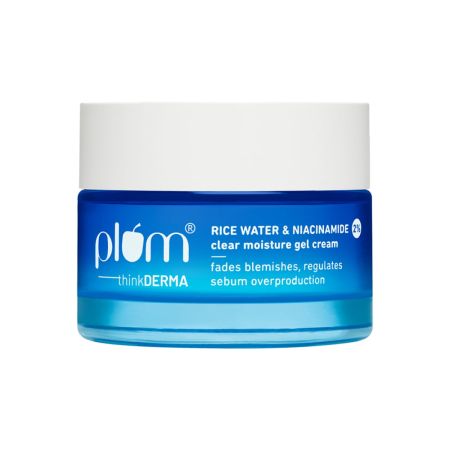 Plum 2% Niacinamide Moisturizer Cream with Rice Water | Super Light Gel for Oily, Dry & Combination Skin | Oil Free Hydration | Fades Blemishes | Brightening Face Moisturizer for Women & Men | 50g