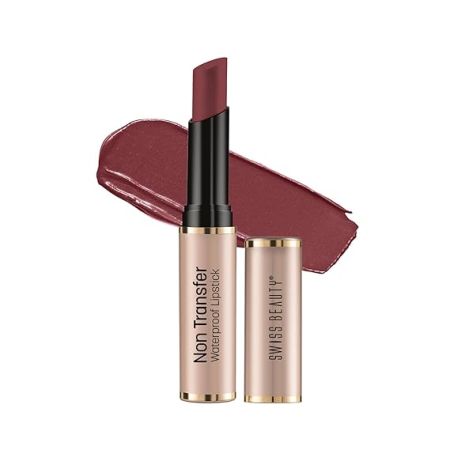 Swiss Beauty Non-Transfer Waterproof Lipstick with Jojoba Seed Oil | Matte Finish | Long-Lasting | Highly Pigmented | Shade- Mauve Taupe, 3gm