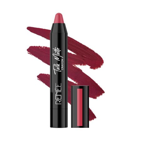 RENEE Talk Matte Crayon Lipstick- Pink Thunder, 4.5g | Hydrating and Long-Lasting Matte Lip Color | Enriched with Vitamin E, Jojoba Oil & Cocoa Butter