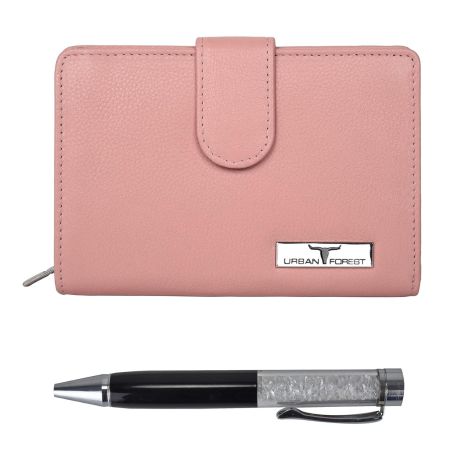URBAN FOREST Timmy Blue Leather Wallet & Pen Combo Gift Set for Women