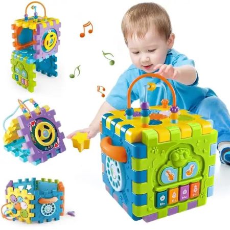 Cable World® 6-in-1 Activity Cube Learning Activity Play Cube Intelligence Learning Educational Activity Cube Game Multi Purpose Educational Toys for Kids