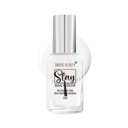 Swiss Beauty Slay Nail Color | Glossy Finish, Long Lasting Nail Paint| Chip resistant, Quick drying Nail Polish | Shade- Top Coat, 25Ml