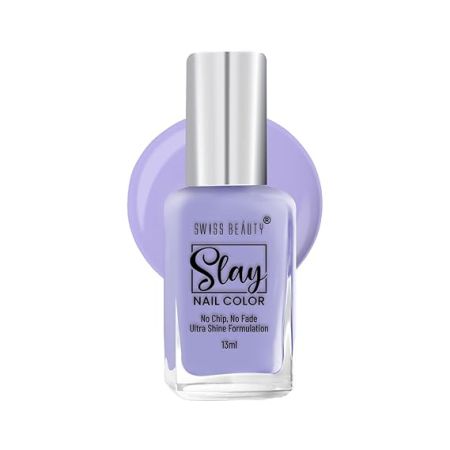 Swiss Beauty Slay Nail Color | Glossy Finish, Long Lasting Nail Paint| Chip resistant, Quick drying Nail Polish | Shade- Lavender Tender, 25Ml