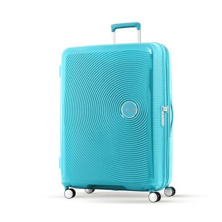 American Tourister Curio Spinner Expandable Large Check-in Luggage Bag 77 Cm Polypropylene Hardsided 8 Wheels Suitcase for Travel (Turquoise)