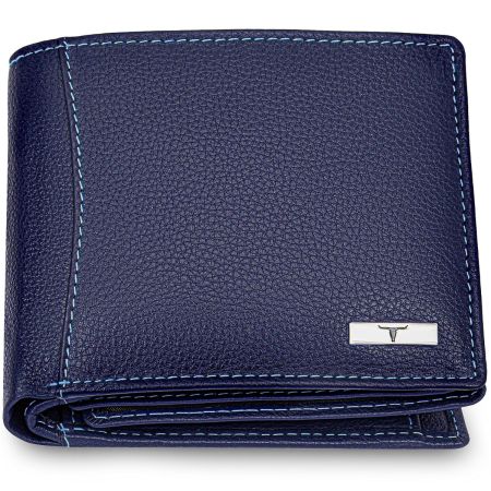 URBAN FOREST Oliver Blue Leather Wallet for Men, 6 Card Slot