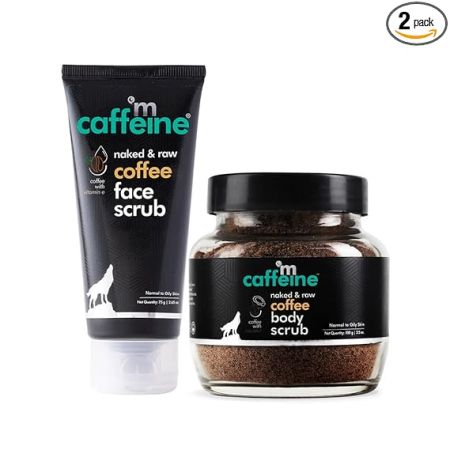 mCaffeine Coffee Face & Body Scrub Combo for Tan Removal | Exfoliating Detan Scrubs for Soft & Smooth Skin | Removes Tan, Blackheads and Dirt | For Men & Women | 175gm Value Pack