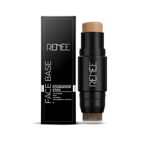 RENEE Face Base Foundation Stick - Vienna, 8gm| Enriched with White Clay, Weightless, Long-lasting, Velvet Matte Finish formula Provides Full Coverage