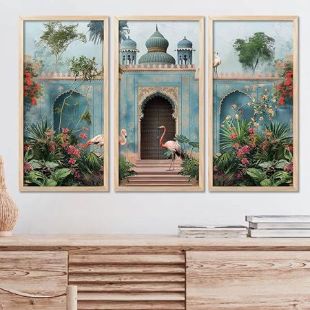 kotart - Madhubani Art Painting with Frame for Living Room | Painting for wall Decoration |Traditional Indian Art Pichwai Wall Décor Paintings SET OF 3 (10X19 INCH, E)