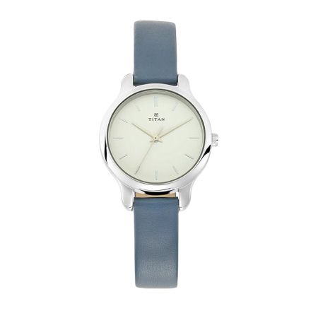 Titan Women's Chic minimalist watch with White dial and leather strap-NS2481SL10/NT2481SL10