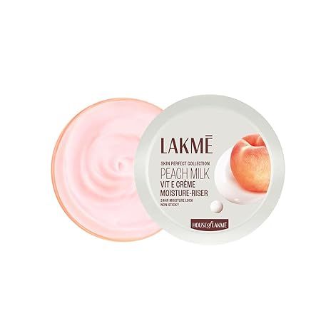 Lakme Peach Milk, Soft Creme Face Moisturizer, 100g, for Soft, Glowing Skin, with Vitamin E & Peach Milk Extract, 24Hr Moisture Lock, Lightweight, Non-Sticky, Non-Oily, All Skin Types