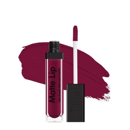 Swiss Beauty Ultra Smooth Matte Lip Liquid Lipstick, Smooth Lip Color, Weightless Finish, Silky Matte Finish, Shade- Wine, 6ml