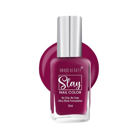 Swiss Beauty Slay Nail Color | Glossy Finish, Long Lasting Nail Paint| Chip resistant, Quick drying Nail Polish | Shade- Wine Ready, 13ml