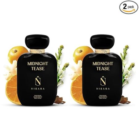 Nisara Midnight Tease Perfume for Women (Pack of 2 * 100 ml) | Floral Woody Musky Fragrance | With Musk, Cedarwood & Vanila Notes | Long Lasting EDP Scent Spray | Girl Parfum
